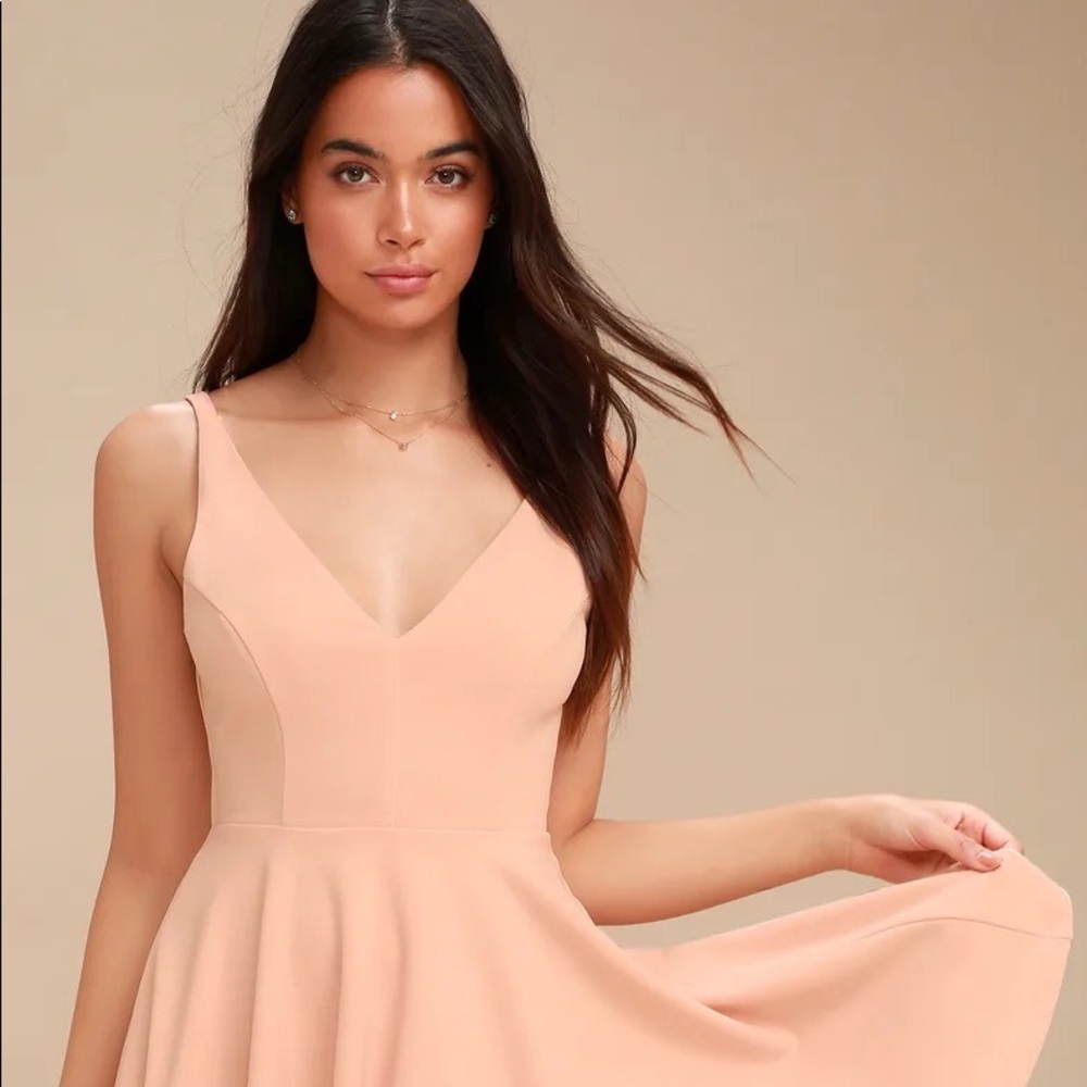 Lulus Darling Delight Blush Skater Dress
